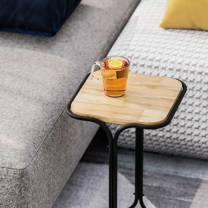 Hanah Home SHB-001-A Mesa de Centro de Madera y Metal, Negro y Natural, 30x52x30 cm